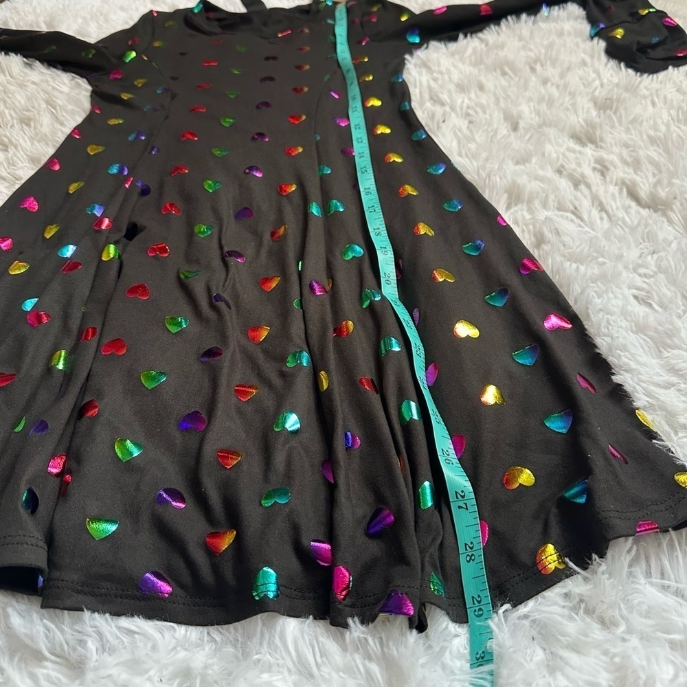 Pixie Lane | Black Foil Rainbow Heart Dress | Size 9/10 - Picture 8 of 10